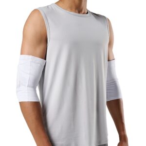 22140R-WHGR_HEX Viz knee-Elbow Pad Pair White-Grey_onBody 3.png