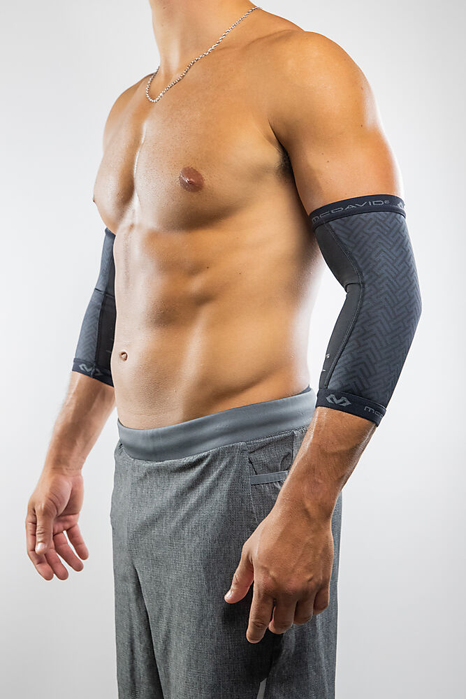 X601R-BK_X-Fitness Dual Layer Compression Arm Sleeves Black_onBody 2.jpg