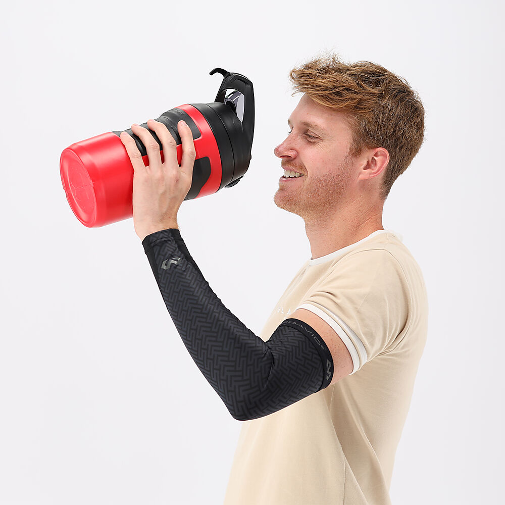 X601R-BK_X-Fitness Dual Layer Compression Arm Sleeves Black_onBody 4.jpg